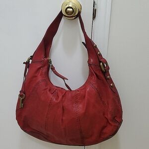 Fossil Brand Red Leather Bag